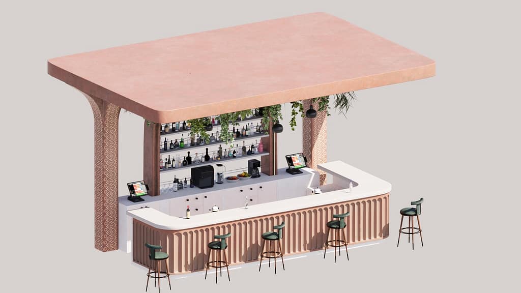 assonometria progetto bar