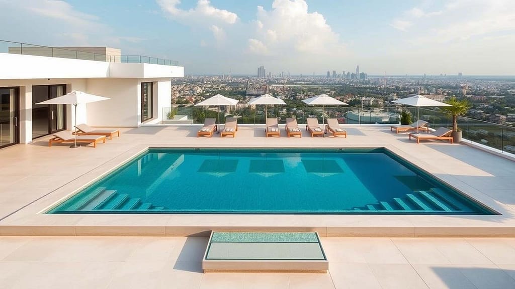 rendering di una villa terrazza