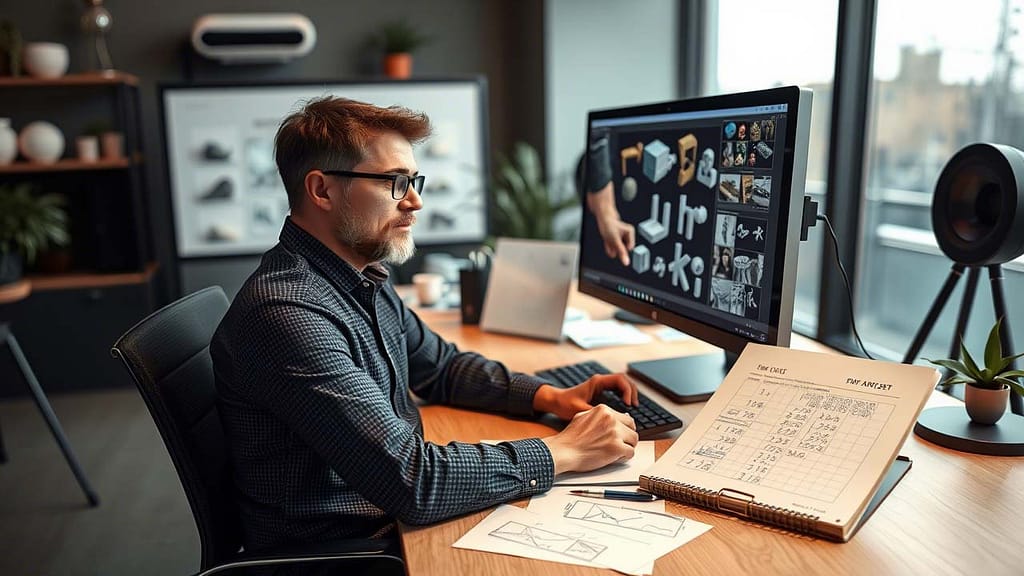 renderista che lavora ad un preventivo