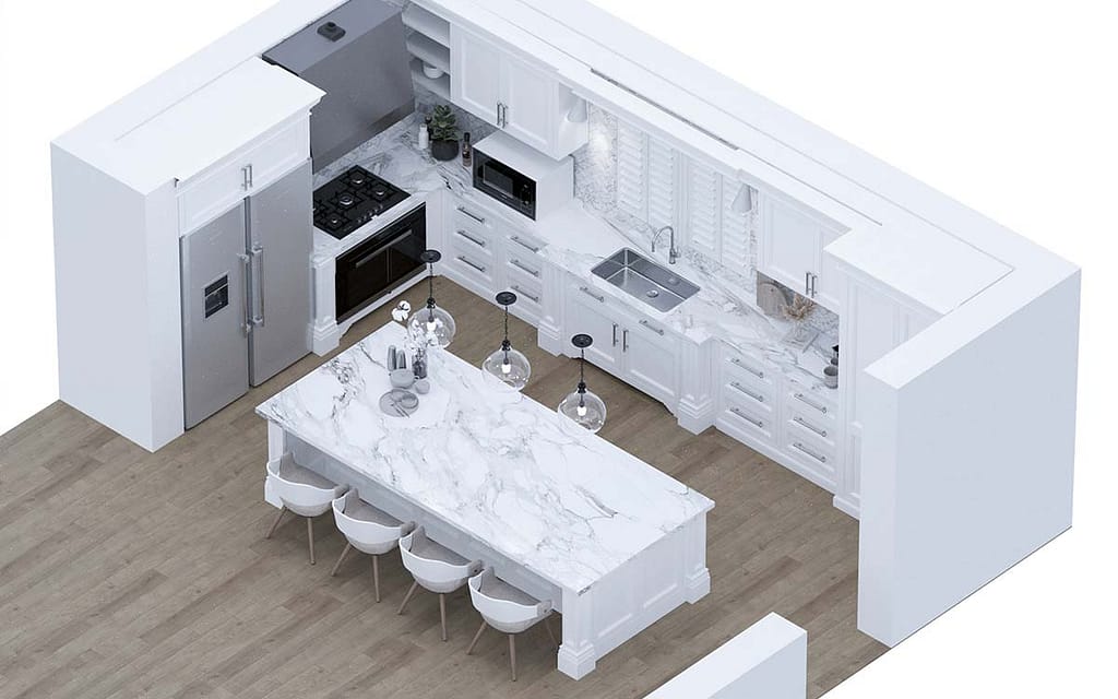 vista in assonometria cucina