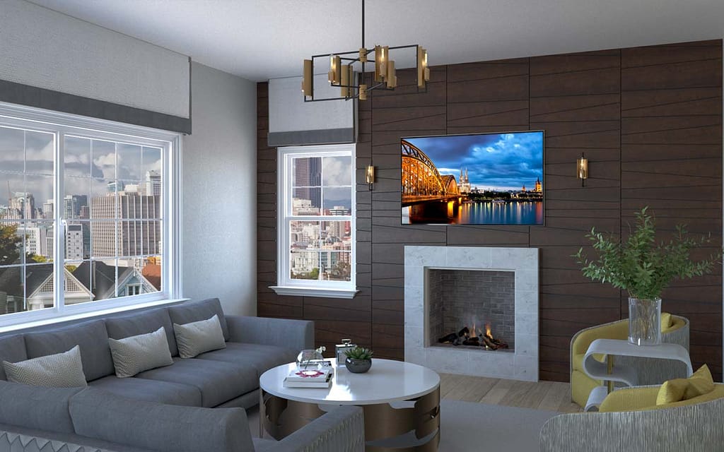 rendering interno salotto