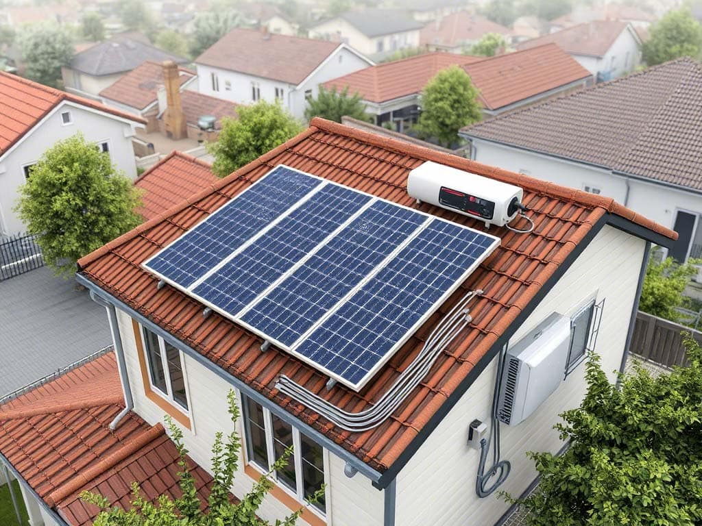 fotoinserimento impianto fotovoltaico su un tetto
