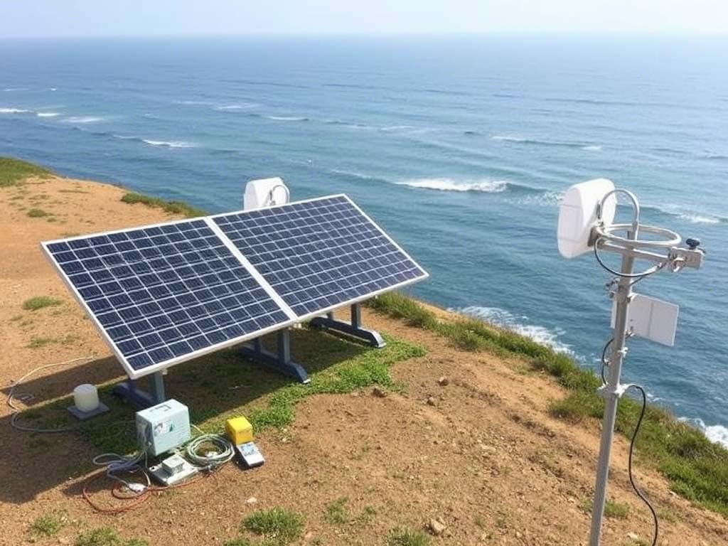 rendering impianto fotovoltaico a pannelli solari sulla costa