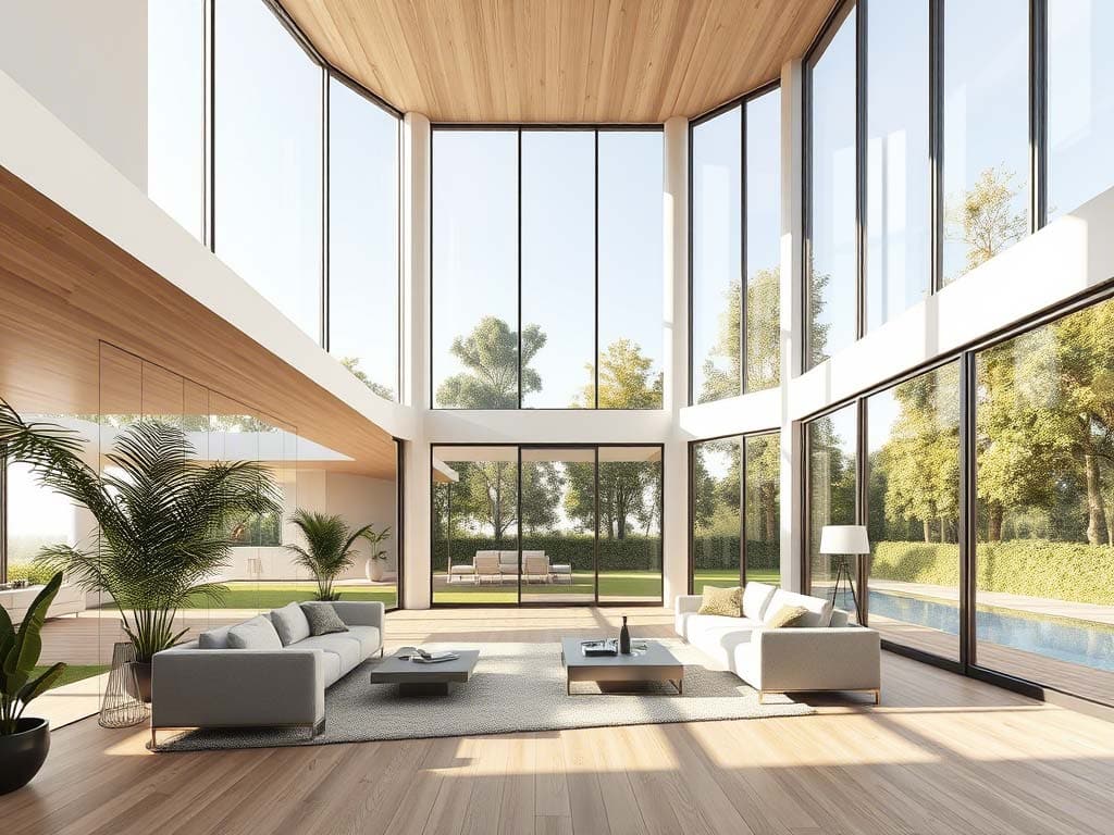 villa con grandi vetrate